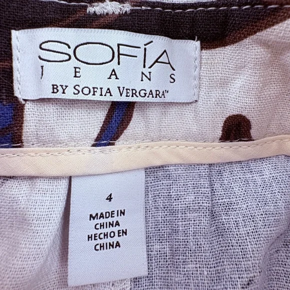 Sofia by Sofia Vergara Tropical Botanical Belted High Waist Shorts Size 4 - Picture 3 of 9